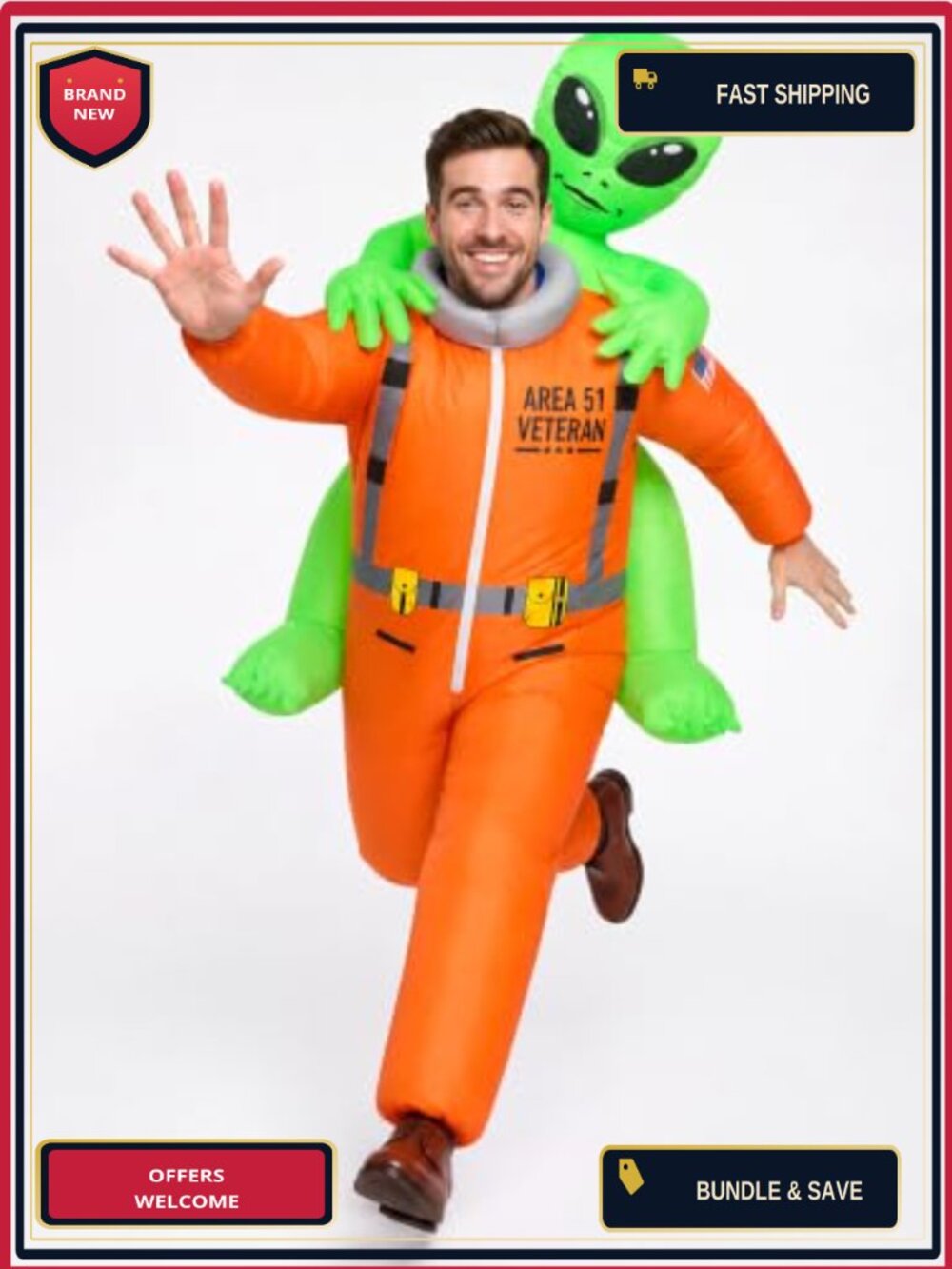 HOPOCO Inflatable Alien Astronaut Costume Adult Blow Up Halloween Party Outfit